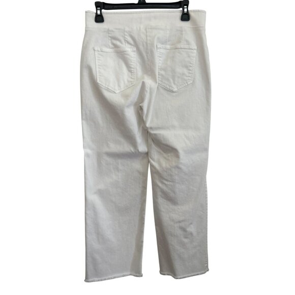 Loft White Womens Mid-Rise Cropped Elastic Waist Jeans With Frayed Hem Size 4 - Picture 2 of 8